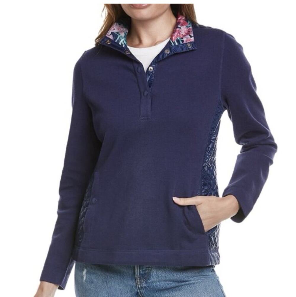 NWT Tommy Bahama Aruba Quilted Half-Snap Sweater - Size Large - Navy Blue